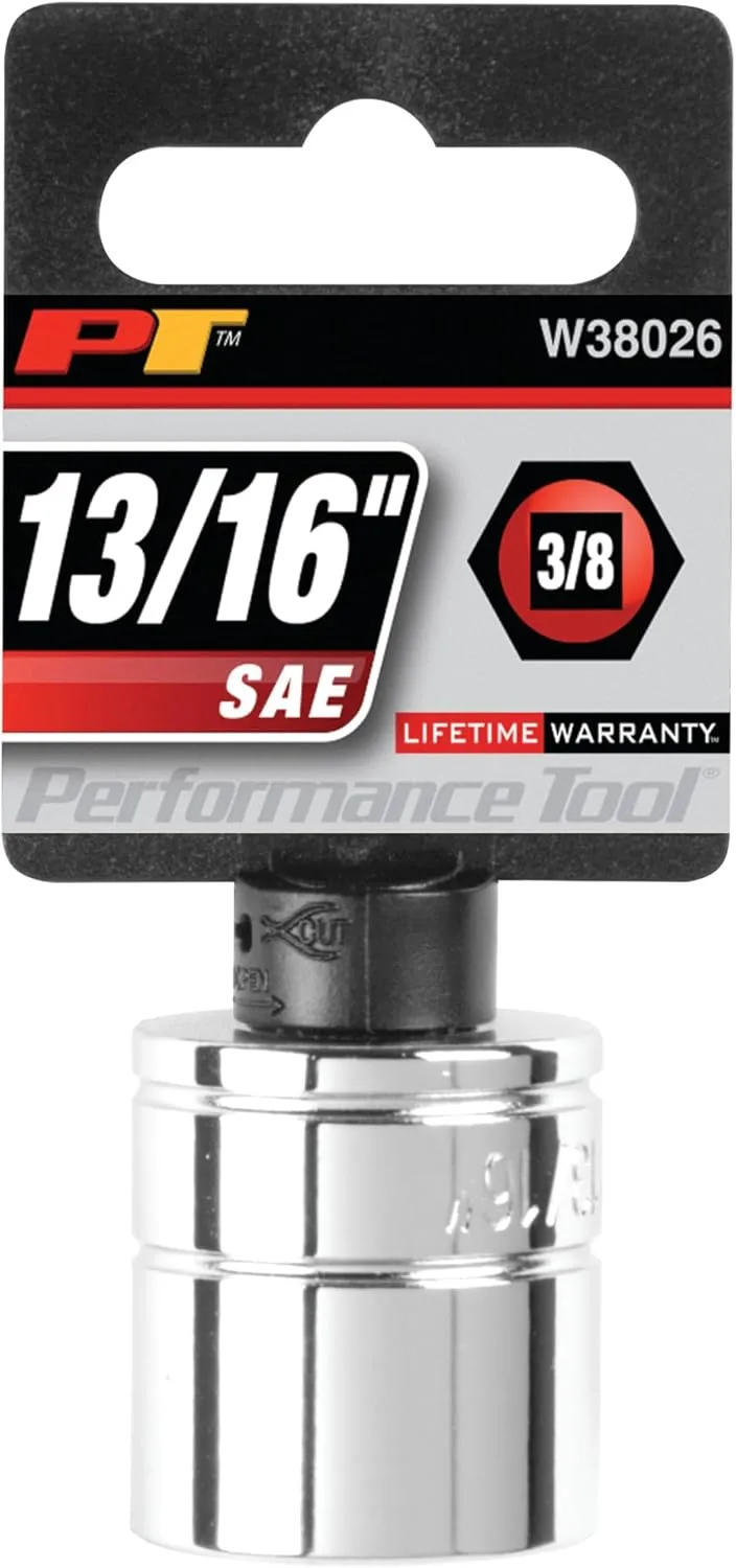 Performance Tool W38026 6-Point Socket, 3/8-Inch Drive, 13/16 1 Count (Pack of 1)