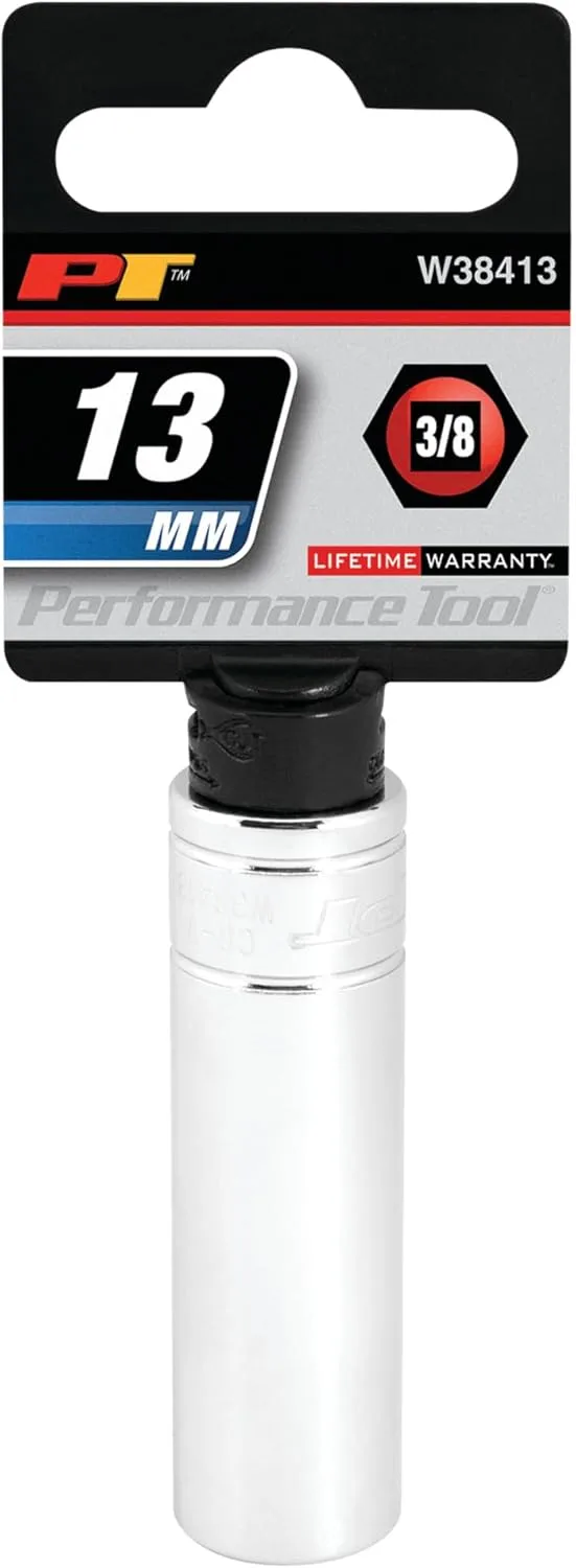 Performance Tool W38413 3/8-Inch Drive 6-Point Socket, 13mm Metric 1 Count (Pack of 1)