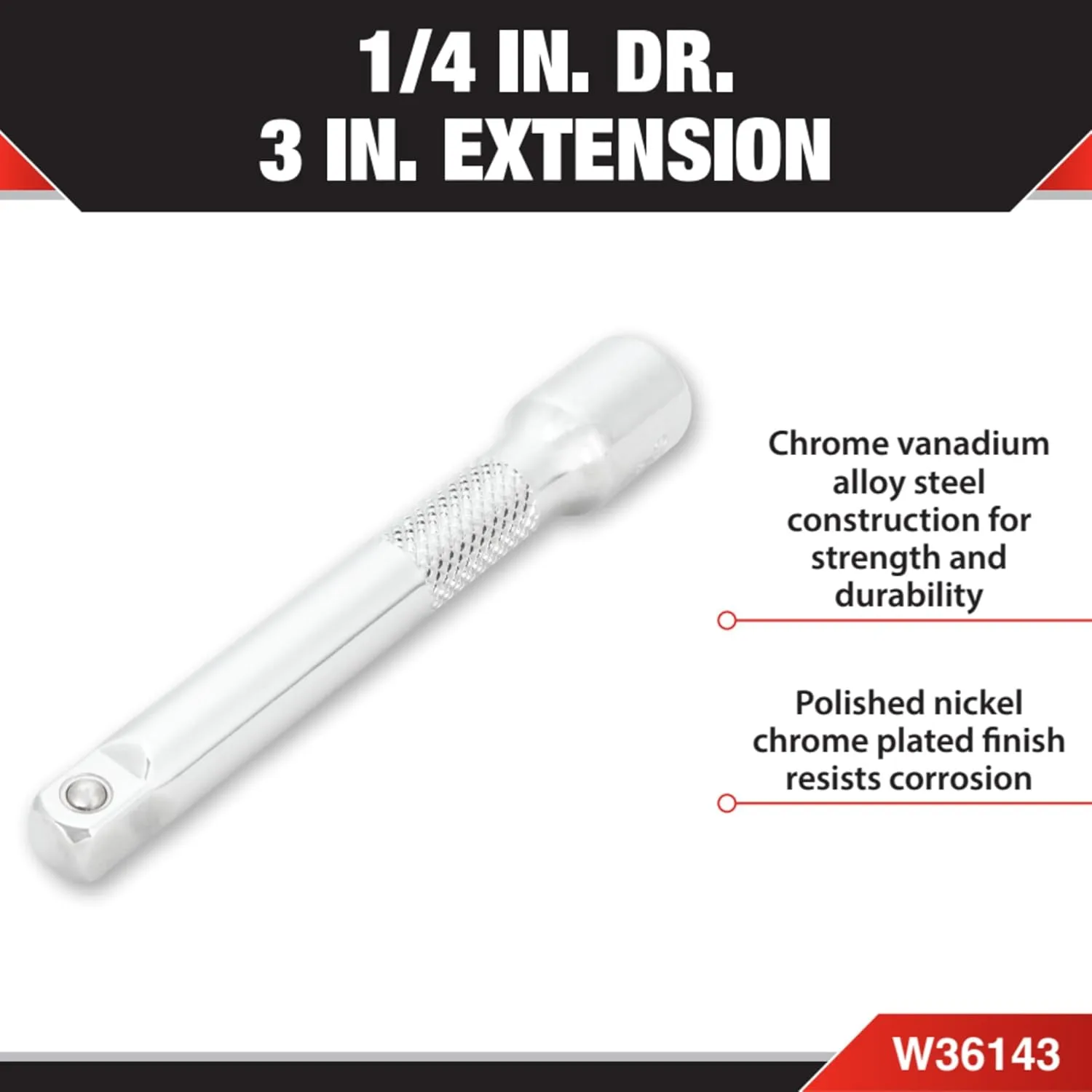 Performance Tool W36143 1/4 in Drive 3 in Socket Extension Bar