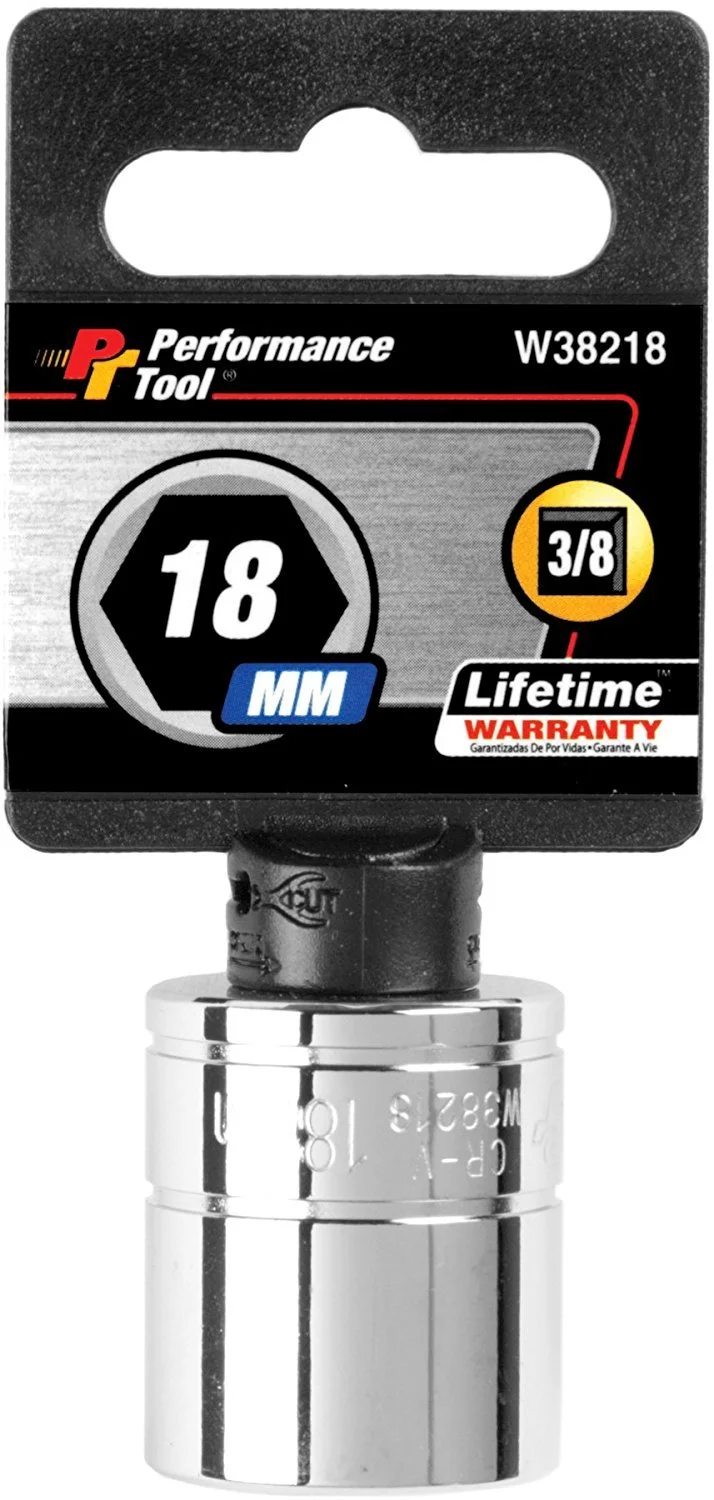 Performance Tool W38218 6-Point Socket, 3/8-Inch Drive, 18mm