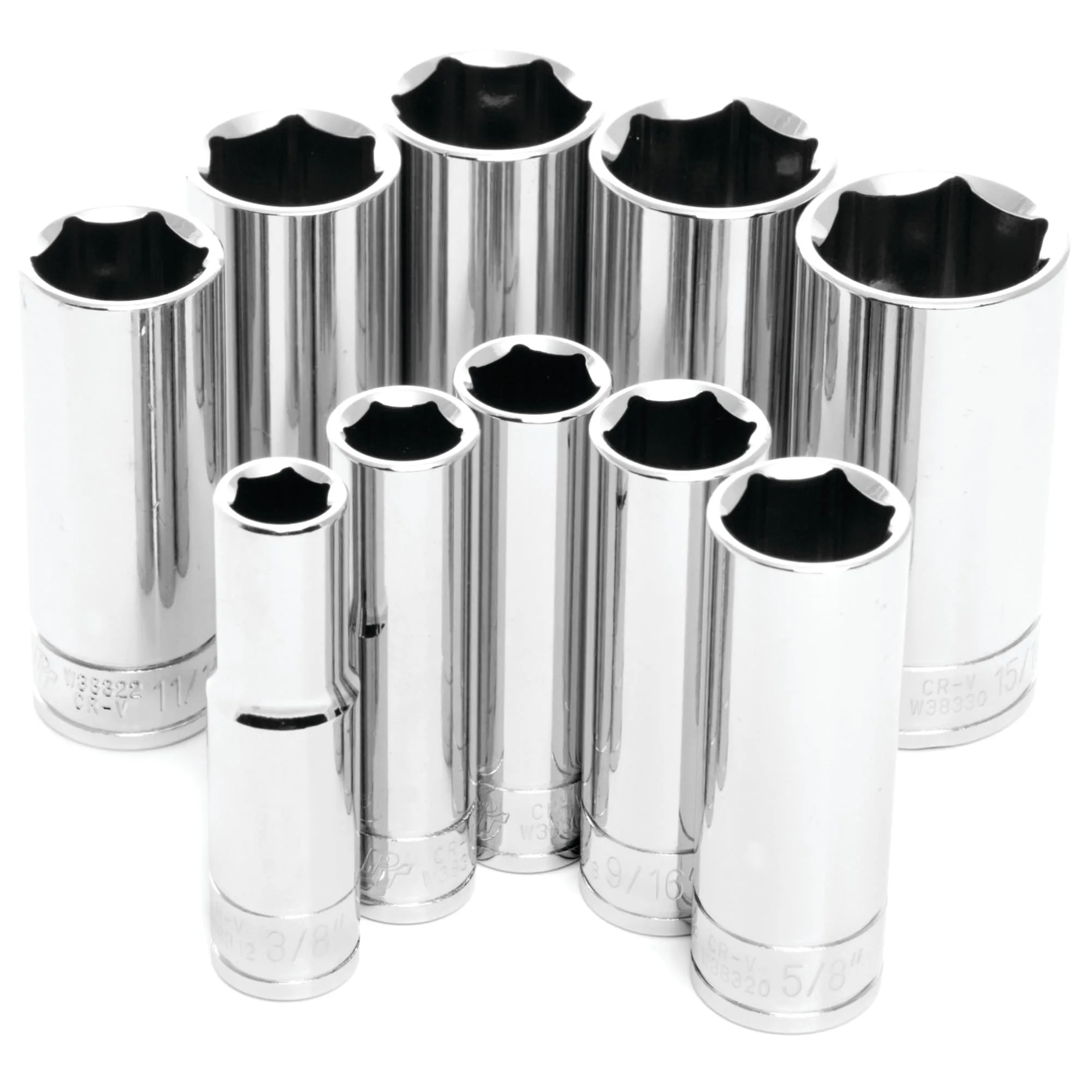 Performance Tool W38300 3/8-Inch Drive 10-Piece SAE Deep Socket Set