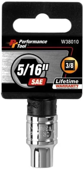 PERFORMANCE TOOL 6-Point Socket, 3/8" Drive