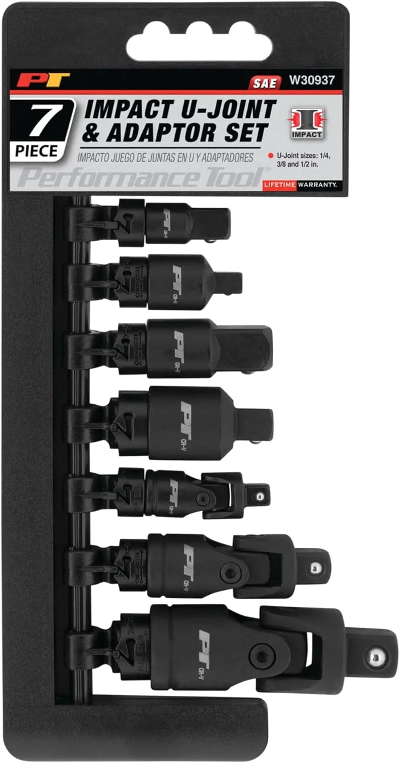 Performance Tool W30937 7 Piece Impact U-Joint & Adapter Set