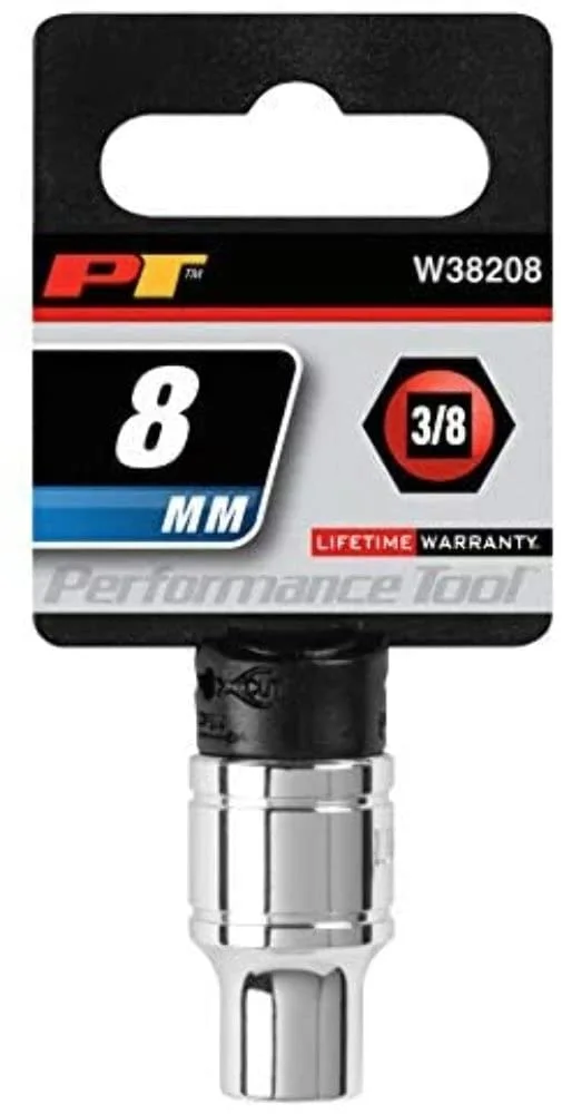 Performance Tool W38208 6-Point Socket, 3/8-Inch Drive, 8mm