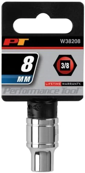 Performance Tool W38208 6-Point Socket, 3/8-Inch Drive, 8mm