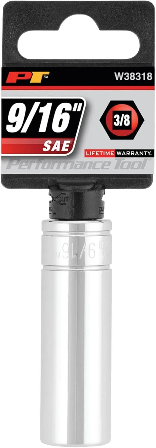 Performance Tool W38318 6-Point Socket, 3/8-Inch Drive, 9/16