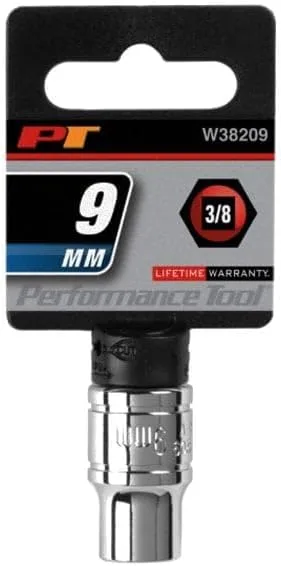 Performance Tool W38209 3/8-Inch Drive 6-Point Socket, 9mm