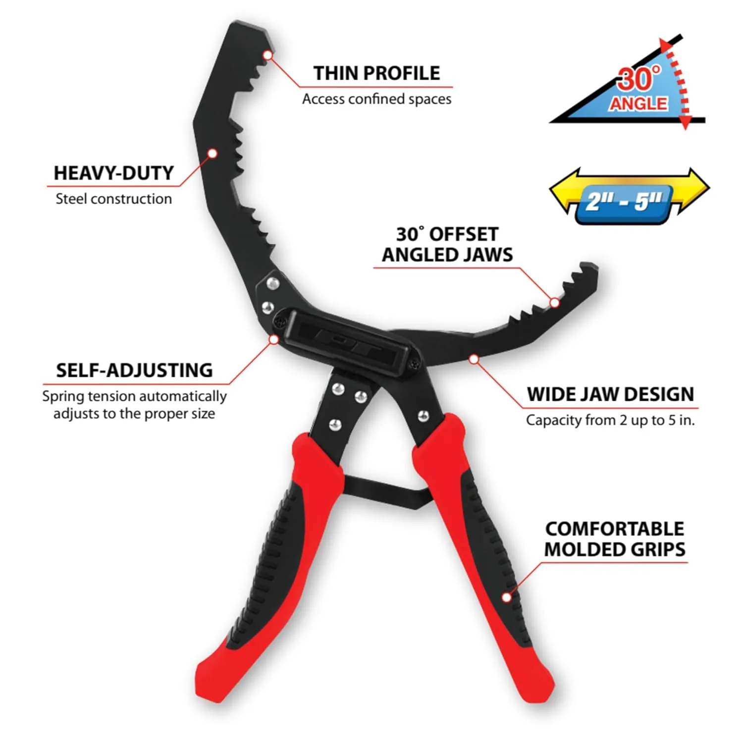 Performance Tool Angled Self-Adjusting Filter Pliers - W54315