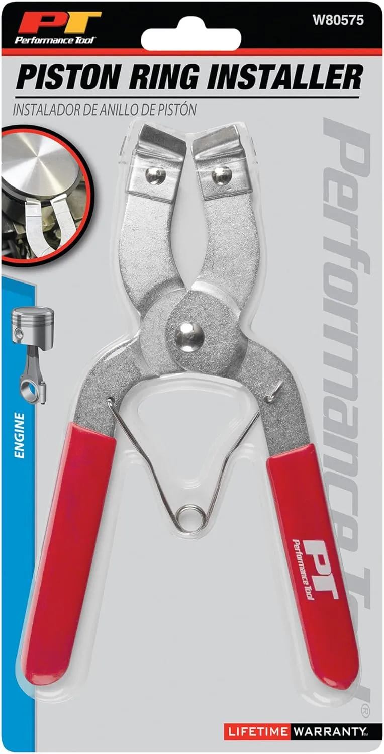 Performance Tool W80575 Piston Ring Compressor Pliers - Installs and Removes Rings 3/64-Inch through 1/4-Inch - Comfortable Vinyl Grip Handles