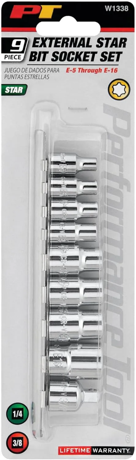 PERFORMANCE TOOL Star & External Star Socket Set