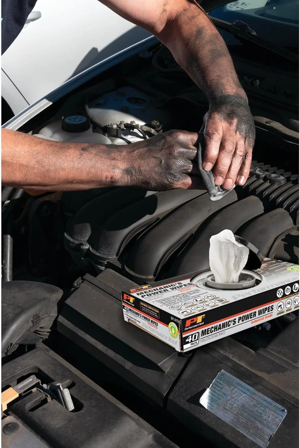 Performance Tool W1479 40Pk Industrial Mechanic Wipes - Heavy Duty Cleaning Wipes