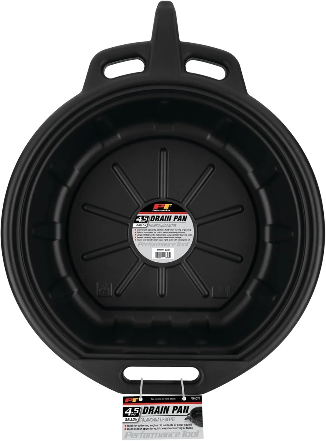 Performance Tool W4071 4.5 Gallon Oil Drain Pan - Black