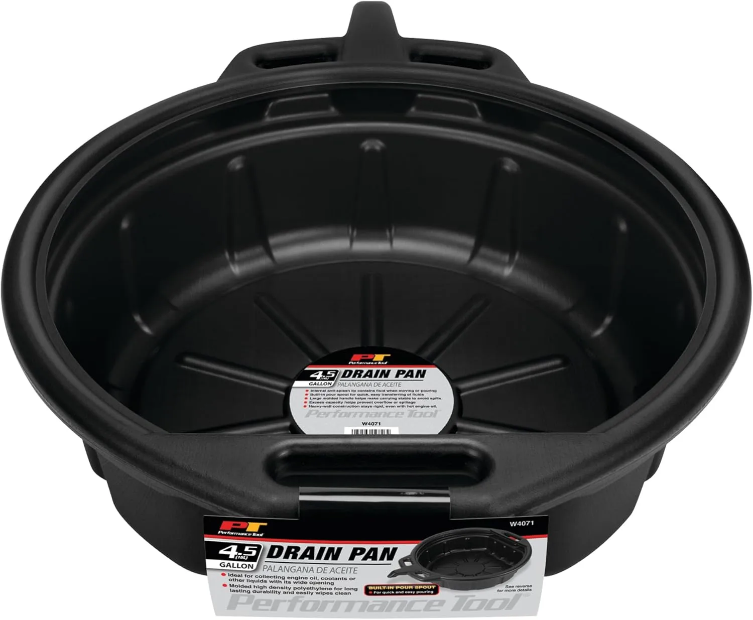 Performance Tool W4071 4.5 Gallon Oil Drain Pan - Black