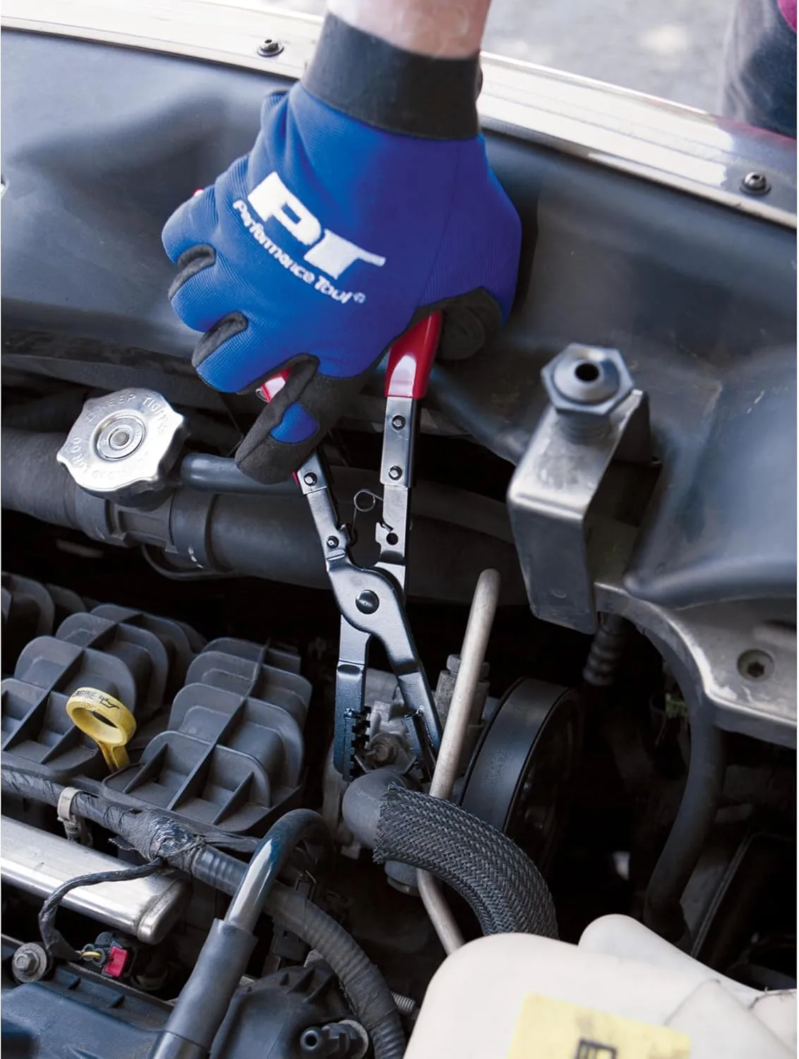 Performance Tool W80659 Multi-Angle Hose Clamp Plier for Hard-to-Reach Clamps with Quick Position Locking Mechanism and Steel Construction