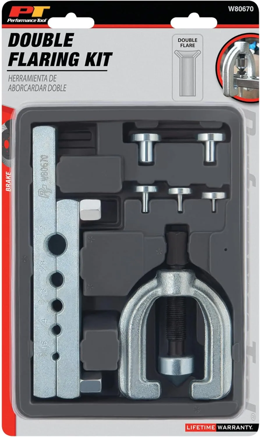 Performance Tool W80670 7-Piece Double Flare Tool Set with Lever Lock and Storage Case