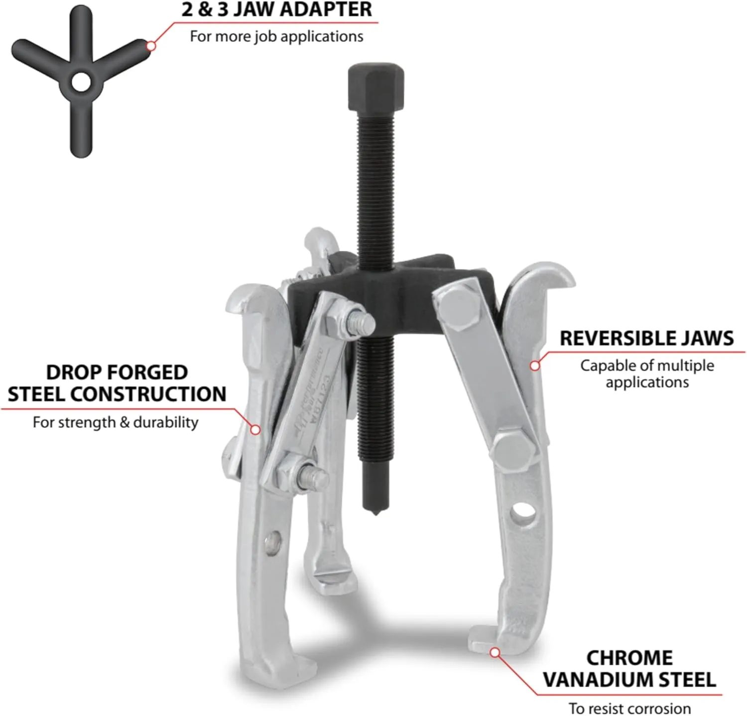 Performance Tool W87123 3-1/4-Inch Reach x 4-3/4-Inch Spread 2-Jaw Gear Puller