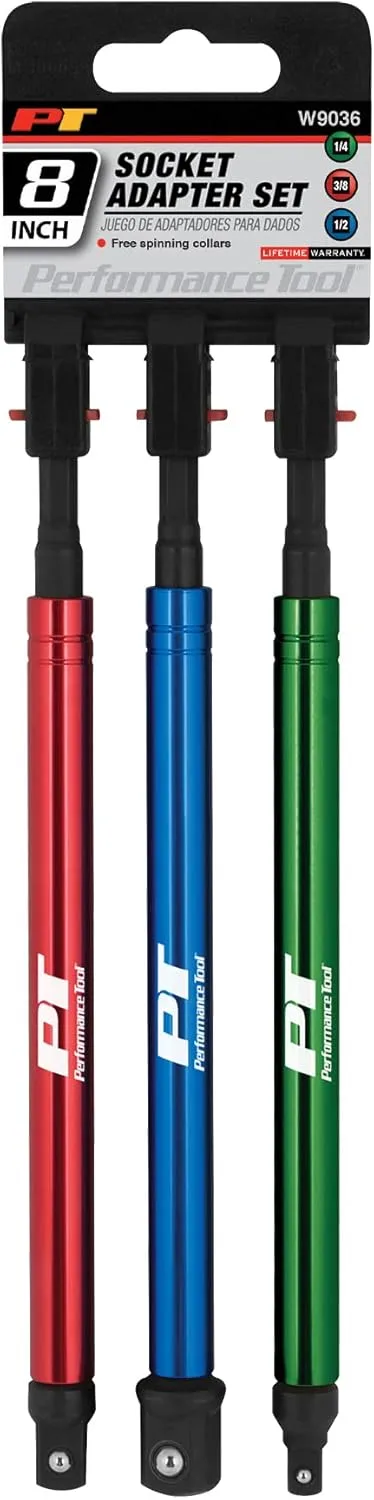 Performance Tool W9036 3-Piece 8-Inch Socket Adapter Set
