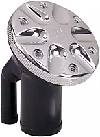 Perko 0590DPGCHR Polymer Vented Fill with Angled Neck for 1-1/2" Hose - Gas-Marked Chrome Cap, Silver Grey