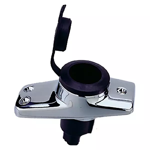 Perko 1059P00DP Chrome-Plated 2-Pin Plug-In Light Base with 16° Rake - 3-3/4" x 1-5/8" Base