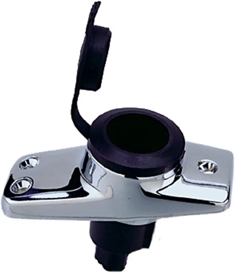 Perko 1059P00DP Chrome-Plated 2-Pin Plug-In Light Base with 16° Rake - 3-3/4" x 1-5/8" Base