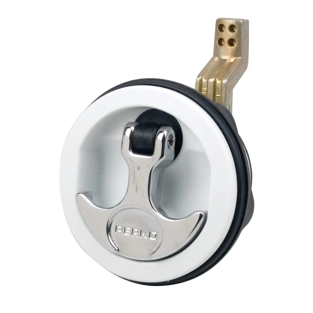 Perko Surface Mount & Latch - White Body, Chrome Handle, Offset Cam Bar, 3/4" - 2-3/8"