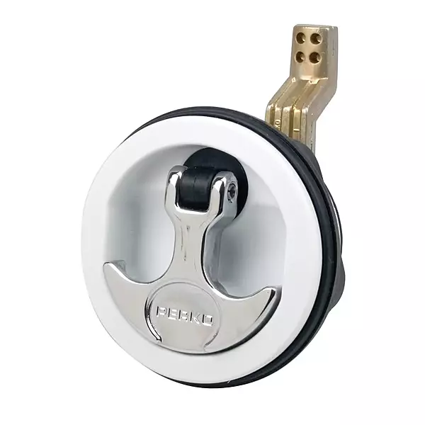 Perko Surface Mount & Latch - White Body, Chrome Handle, Offset Cam Bar, 3/4" - 2-3/8"
