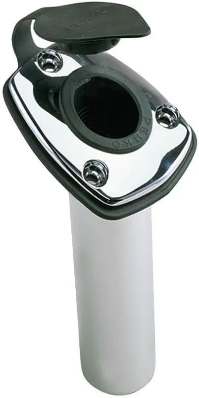 Perko 1205DP0CHR 65° Angled Flush Mount Rod Holder, Chrome/Black One Size
