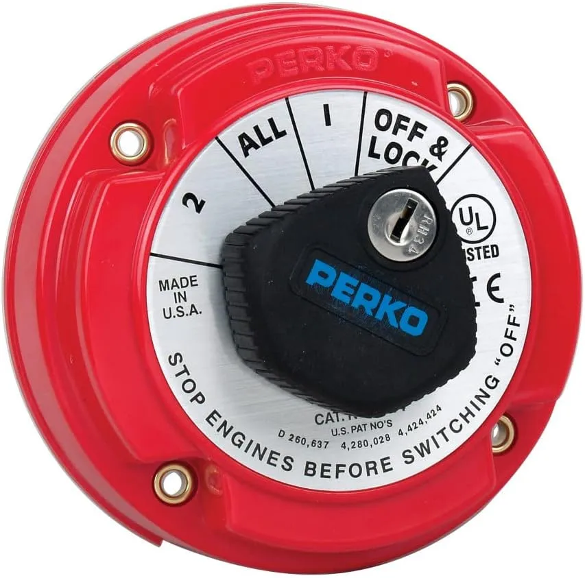 Perko 8504DP Medium Duty Battery Selector Switch with Alternator Field Disconnect and Key Lock , 5-1/4" Dia. x 2-5/8"