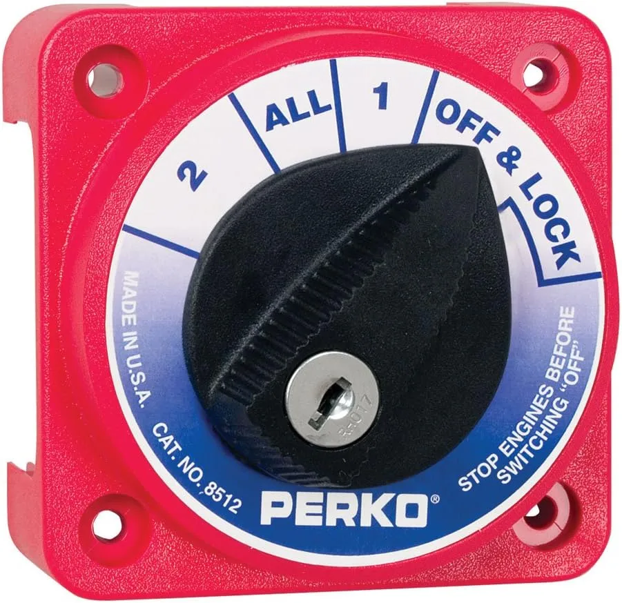 Perko Compact Medium Duty Battery Selector Switch w/Key Lock