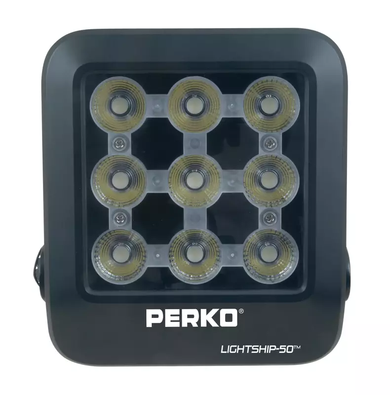 Perko 1643050F0B Lightship 50 High Performance LED Floodlight - 7,500 Lumens, Black