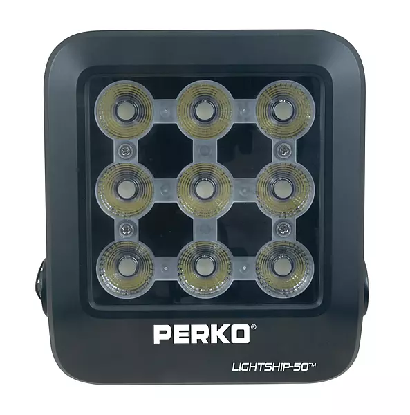 Perko 1643050F0B Lightship 50 High Performance LED Floodlight - 7,500 Lumens, Black