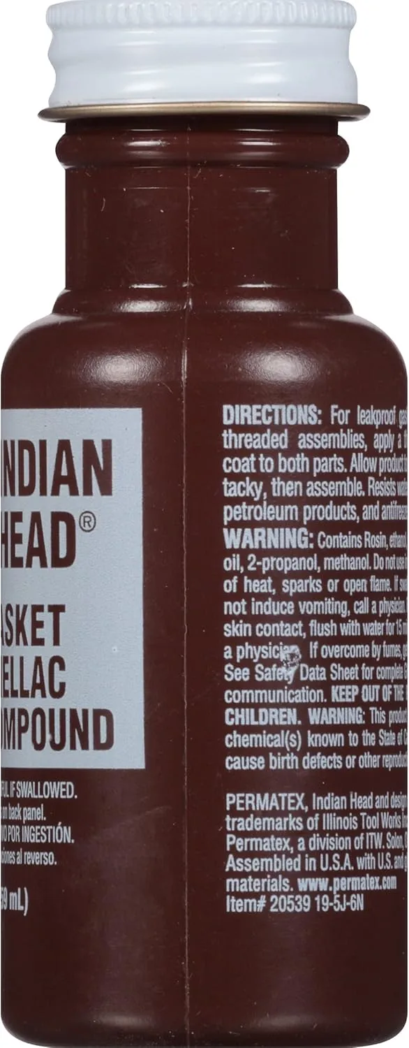Permatex 20539 Indian Head Gasket Shellac Compound, 2 oz. 2 Ounce
