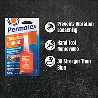 Permatex 25210 High Strength Removable Threadlocker Orange Liquid, 10 ml 10 ml Orange High Strength Removable Liquid