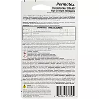 Permatex 25210 High Strength Removable Threadlocker Orange Liquid, 10 ml 10 ml Orange High Strength Removable Liquid