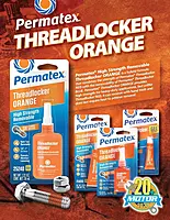 Permatex 25210 High Strength Removable Threadlocker Orange Liquid, 10 ml 10 ml Orange High Strength Removable Liquid