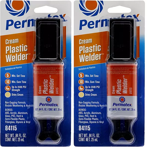 Permatex 84115 5-Minute Plastic Weld Adhesive, 0.84 oz., Black (Pack of 2)