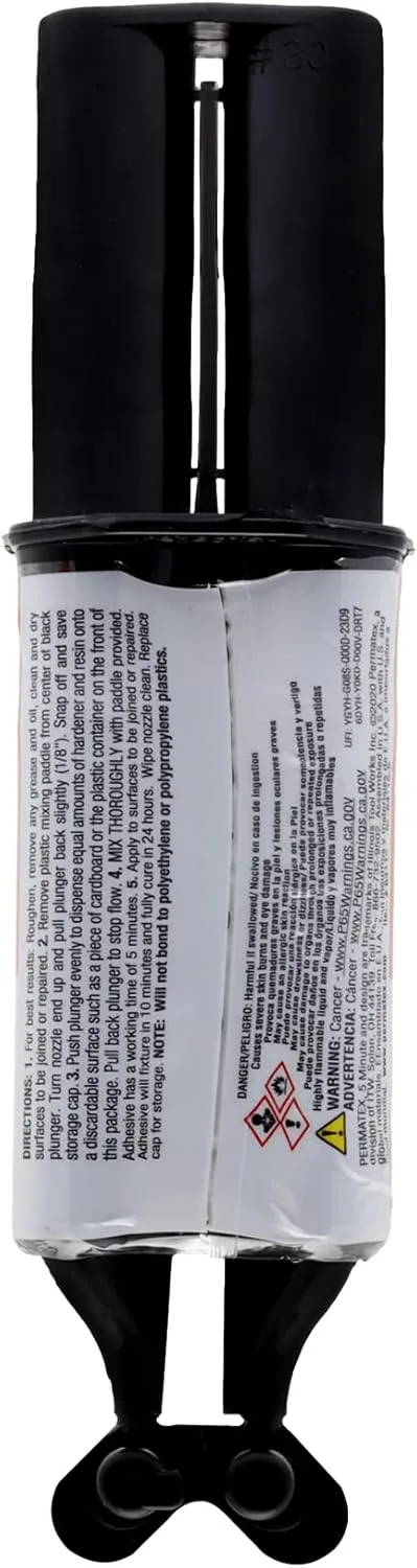 Permatex 84115 5-Minute Plastic Weld Adhesive, 0.84 oz., Black (Pack of 2)