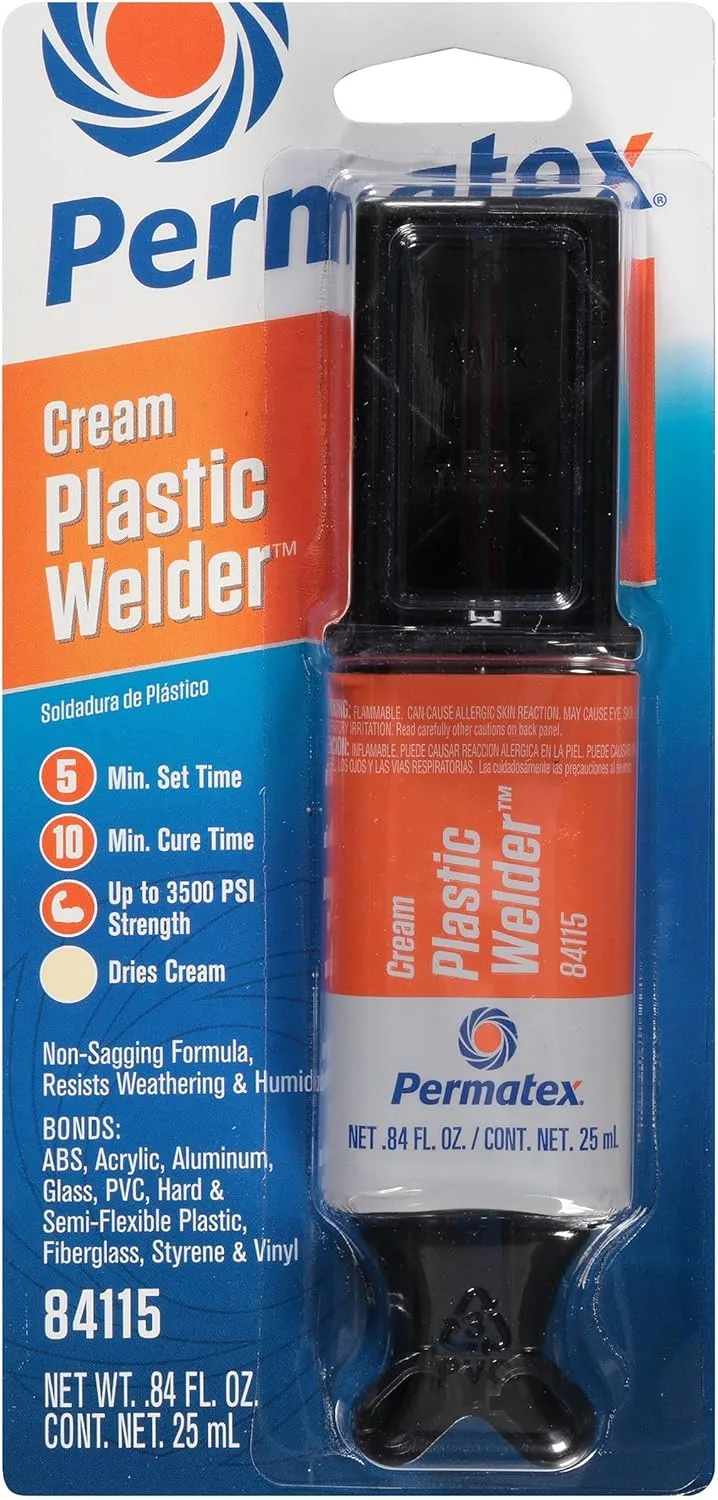 Permatex 84115 5-Minute Plastic Weld Adhesive, 0.84 oz., Black (Pack of 2)