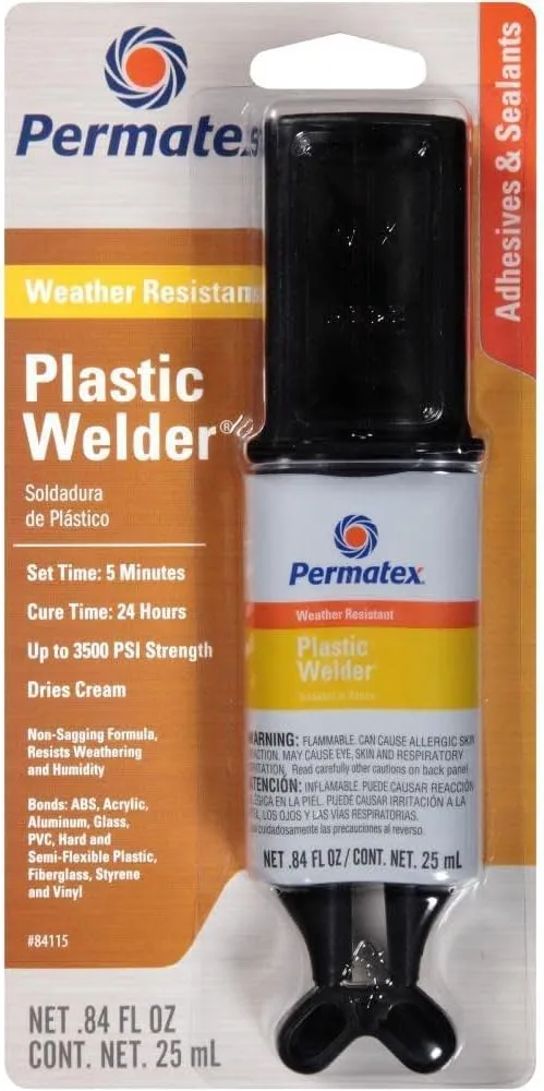 Permatex 84115 5-Minute Plastic Weld Adhesive, 0.84 oz., Black (Pack of 2)