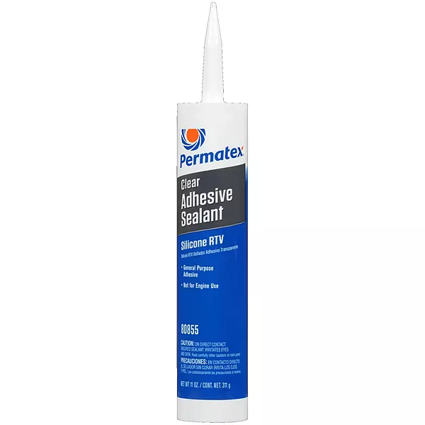 Permatex 80855 Clear RTV Silicone Adhesive Sealant, Waterproof, 11 oz.