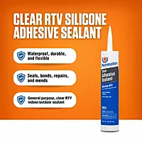 Permatex 80855 Clear RTV Silicone Adhesive Sealant, Waterproof, 11 oz.