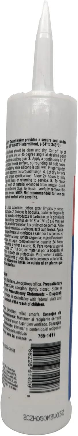 Permatex 81409 High-Temp Red RTV Silicone Gasket, 11 oz.