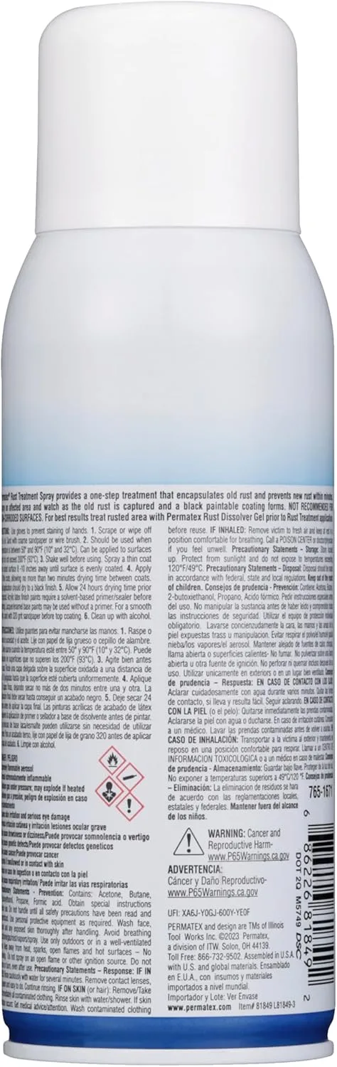 Permatex 81849 Rust Treatment, 10.25 oz Aerosol