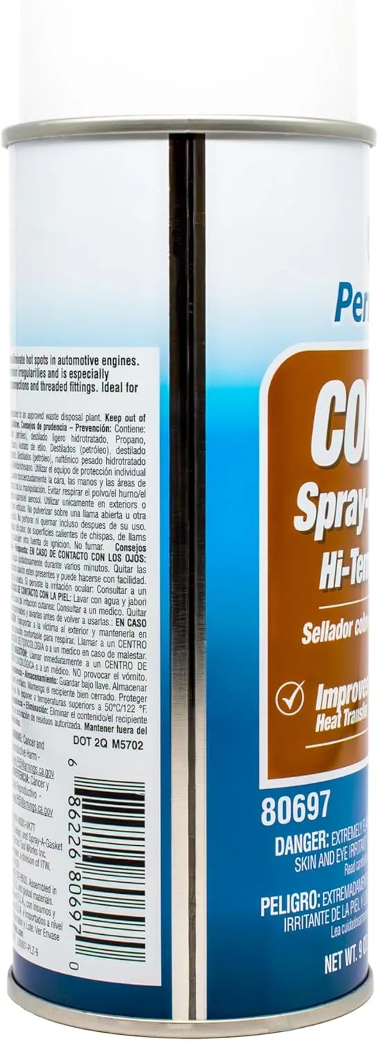 Permatex 80697 Copper Spray-A-Gasket Hi-Temp Adhesive Sealant, 9 oz. Aerosol