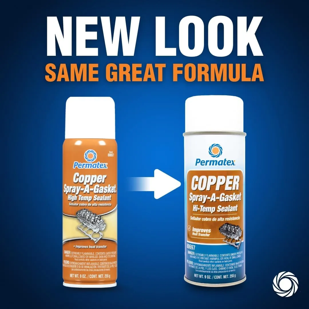 Permatex 80697 Copper Spray-A-Gasket Hi-Temp Adhesive Sealant, 9 oz. Aerosol