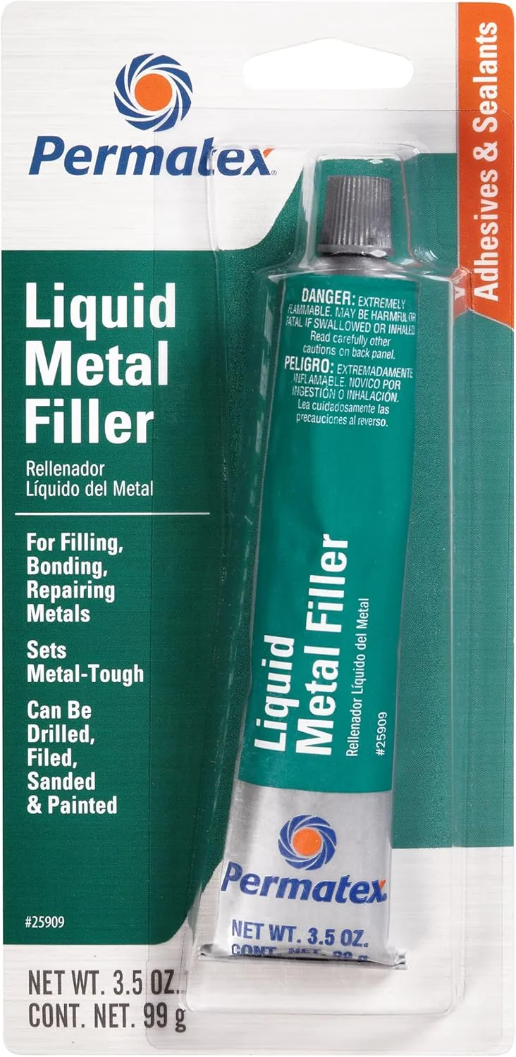 Permatex 25909 Liquid Metal Filler, 3.5 oz. + 84109 PermaPoxy 4 Minute Multi-Metal Epoxy, 0.84 oz.