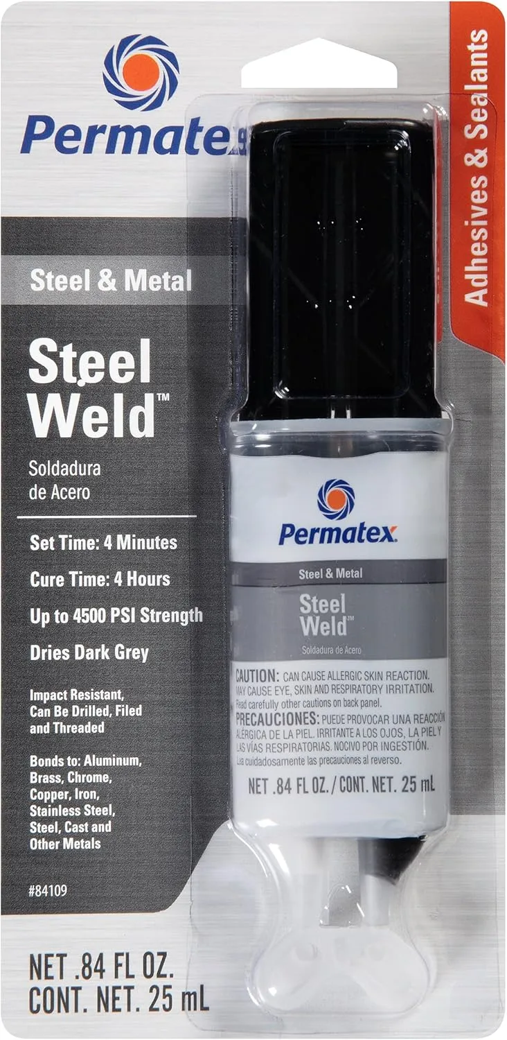 Permatex 25909 Liquid Metal Filler, 3.5 oz. + 84109 PermaPoxy 4 Minute Multi-Metal Epoxy, 0.84 oz.