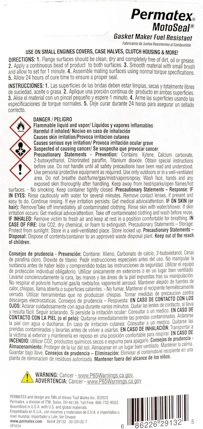 Permatex 29132 MotoSeal 1 Ultimate Gasket Maker Grey, 2.7 oz. 2.7 Ounce