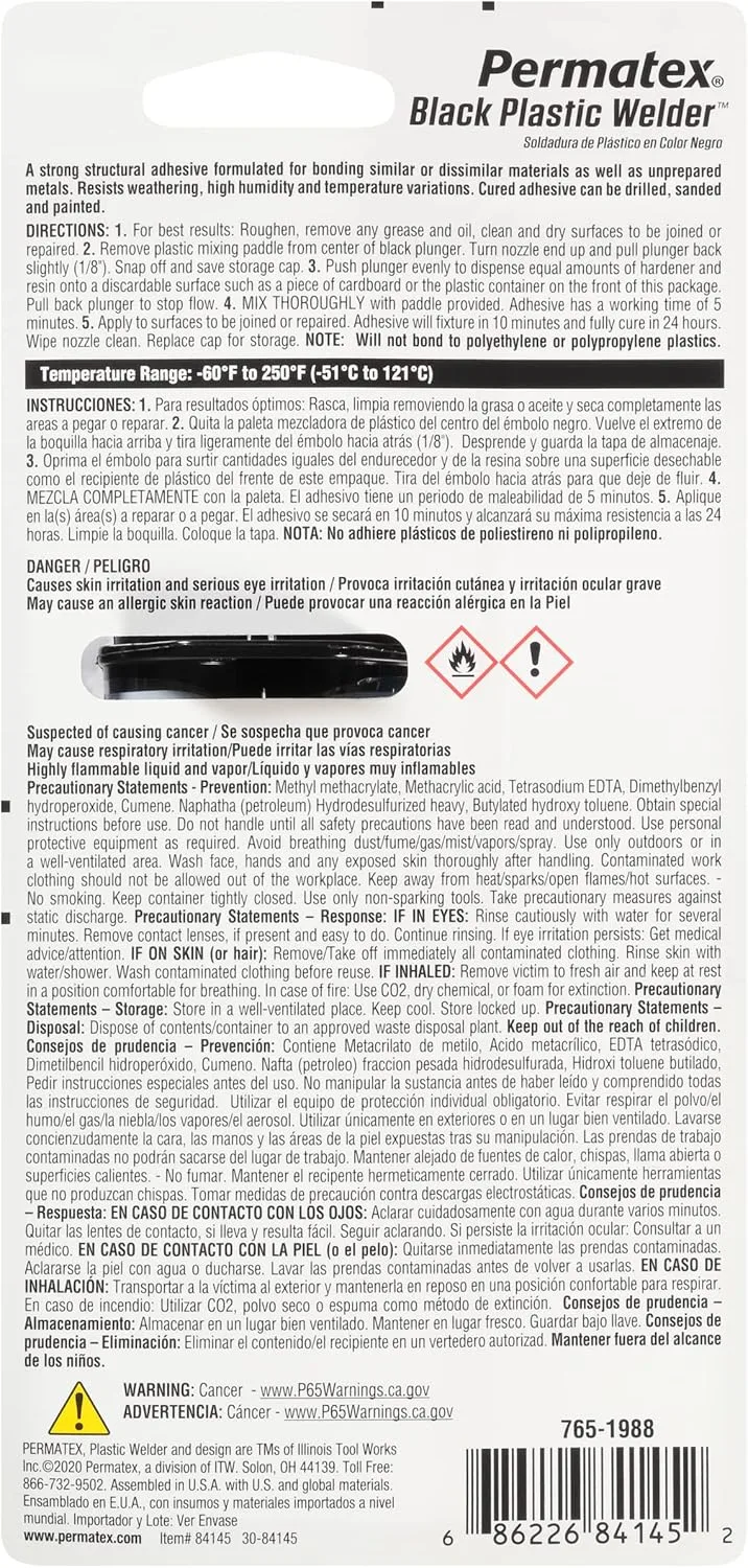 Permatex 84145 Permapoxy Black Plastic Weld - 0.84 fl. oz.