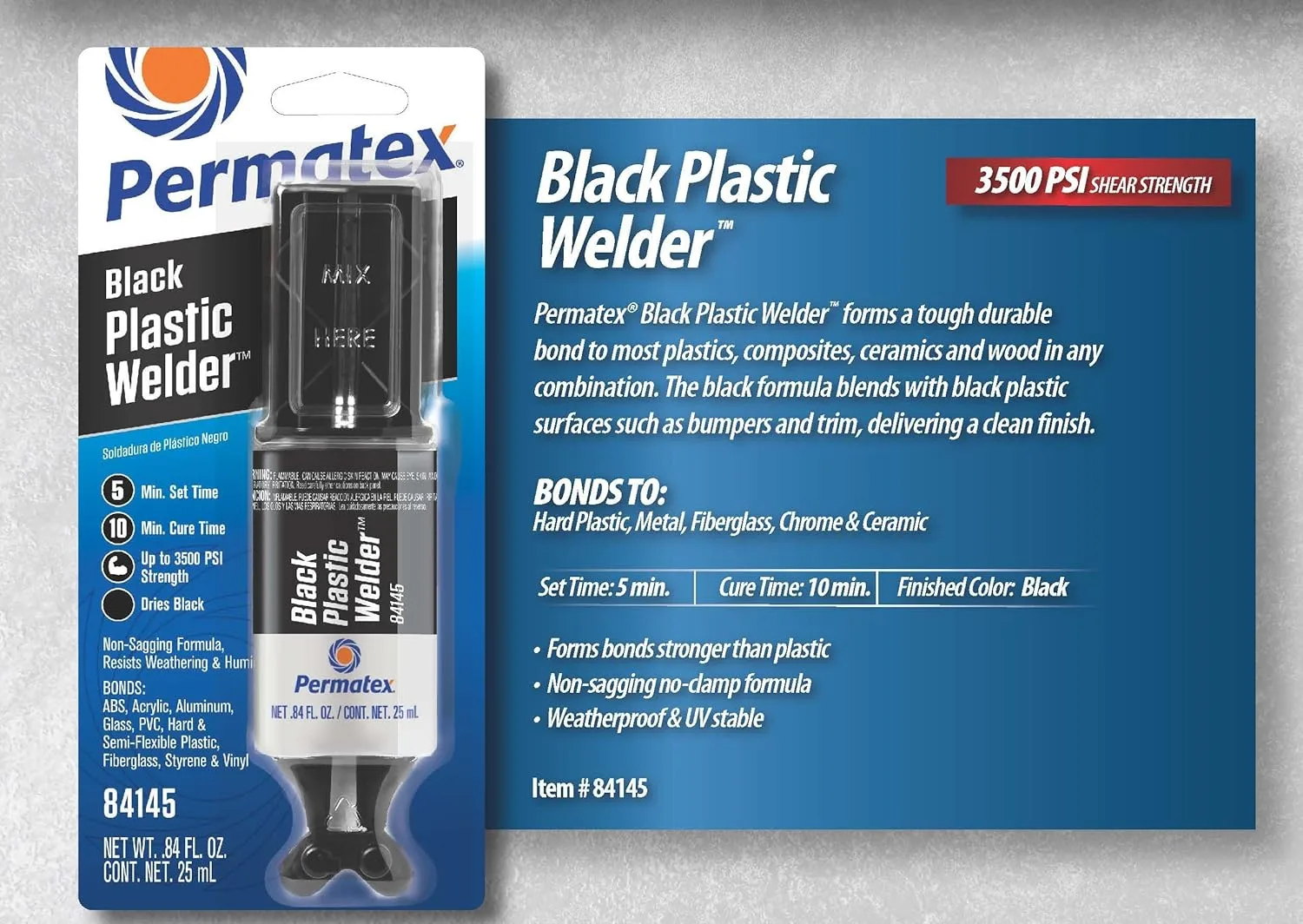 Permatex 84145 Permapoxy Black Plastic Weld - 0.84 fl. oz.